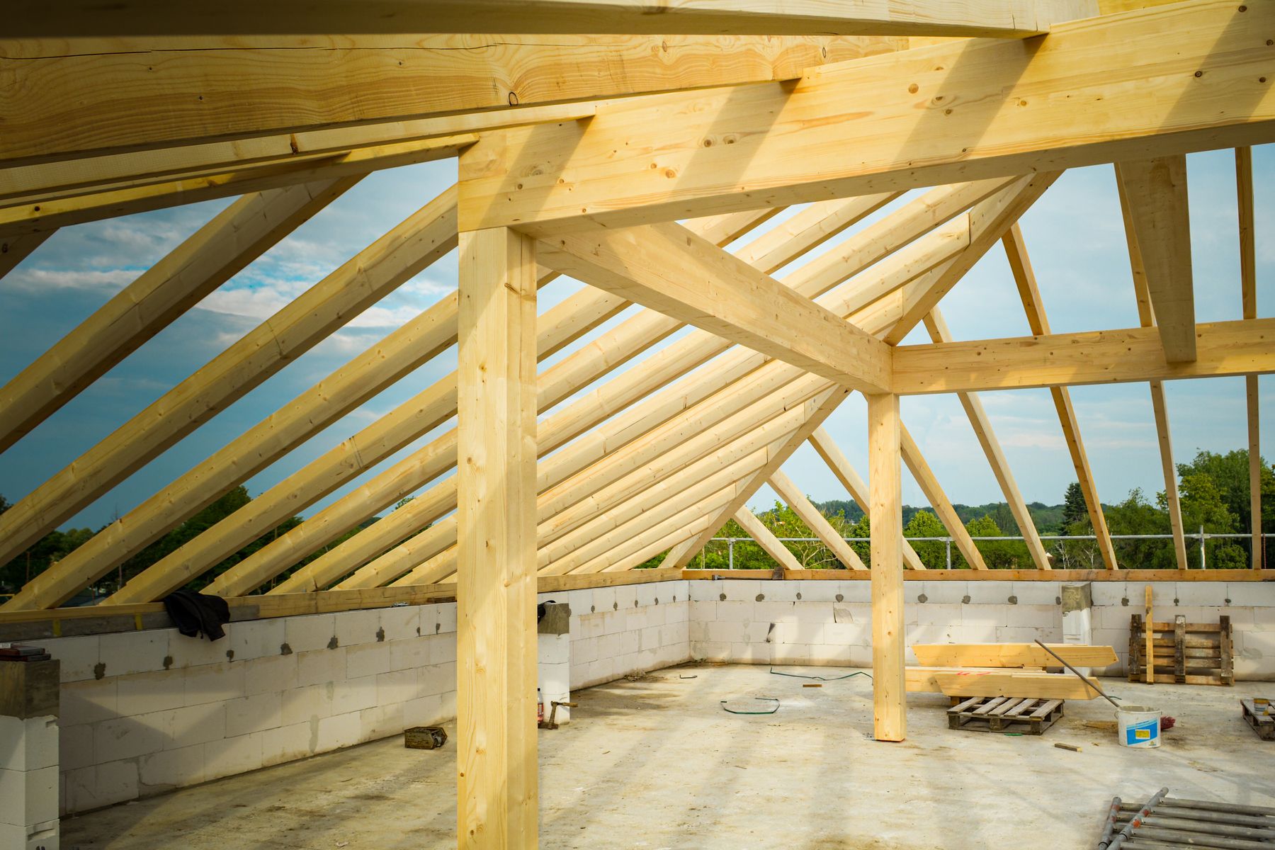 Post-frame roof truss construction